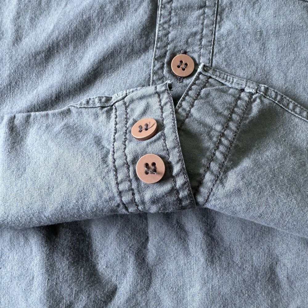 Vintage 90’s LL Bean Safari Long Sleeve Button Down Shirt Medium Grey Utility - Picture 7 of 9